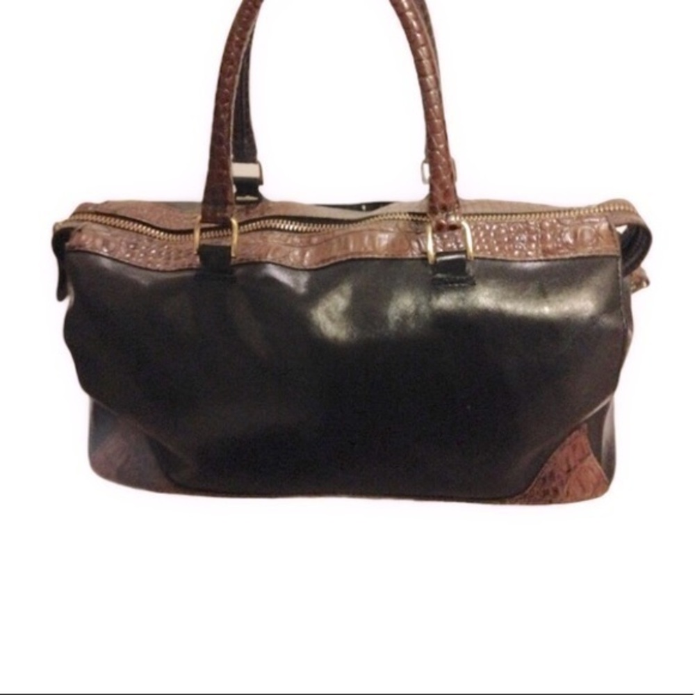 BRAHMIN black brown leather bag purse satchel